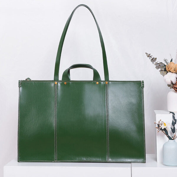 European And American Retro Handbags Vegetable Tanned Leather Large Capacity - Image 4
