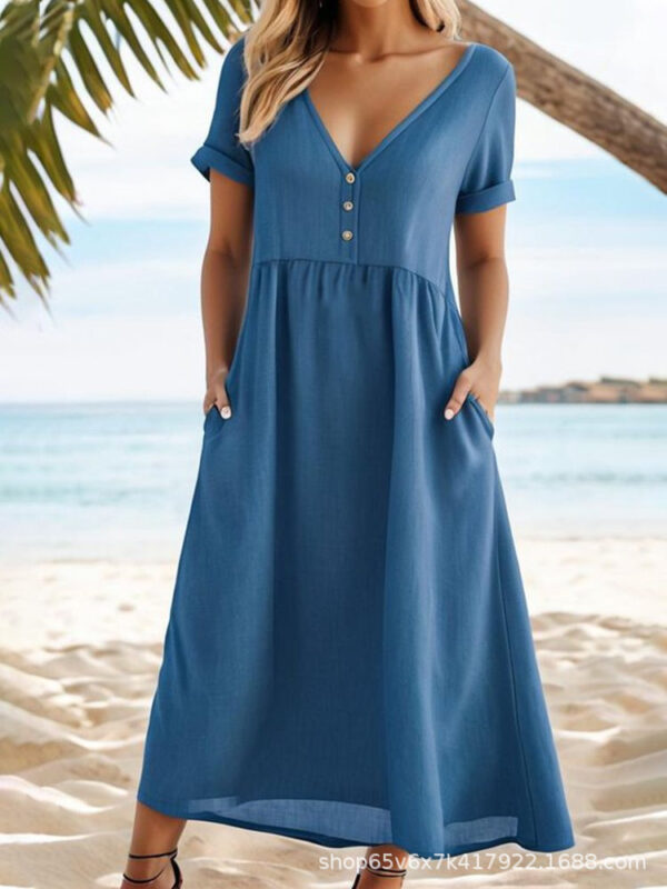 Solid Color Temperament Commute Dress - Image 7