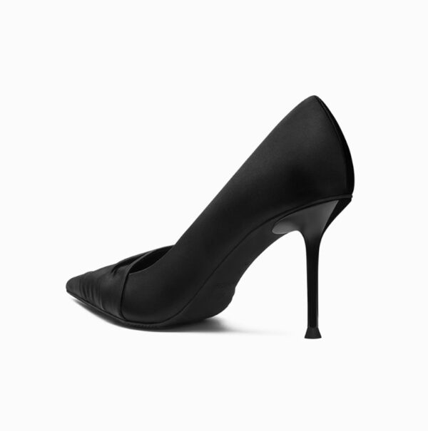 Black Cloth Satin Side Empty High Heels - Image 4