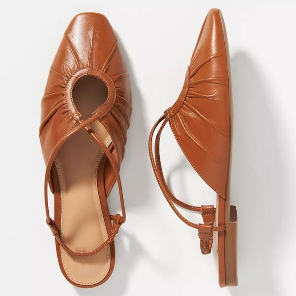 Women's Vintage Square Head Pleated Cross Strap Sandals - Image 2