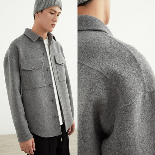 Men's Patch Bag Lapel Conventional Double-Sided Shirt Coat - Image 2