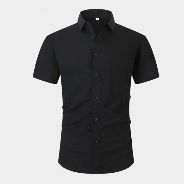 Linen Ice Sensation Lightweight Breathable Solid Color Half Sleeve Shirt - Image 5