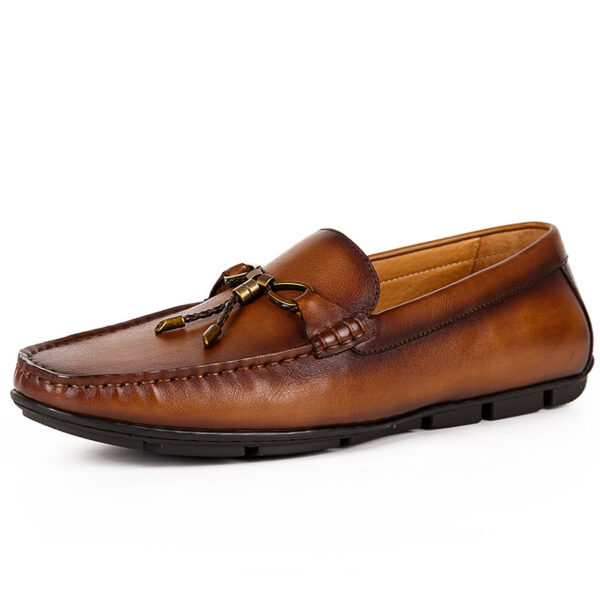 Handmade Shoes British Casual Slip-on Leather Toe Layer Cowhide - Image 2