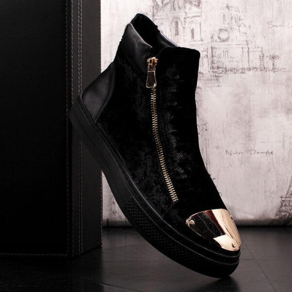 Hong Kong European Station New Plus Velvet Solid Color Iron Toe Trendy Casual High-top Shoes - Image 4