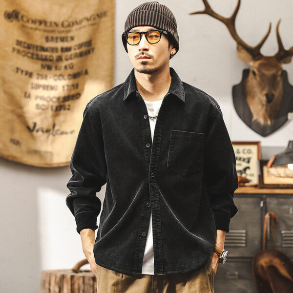 Retro Corduroy Shirt Men's Long-sleeved Casual Jacket - Image 2
