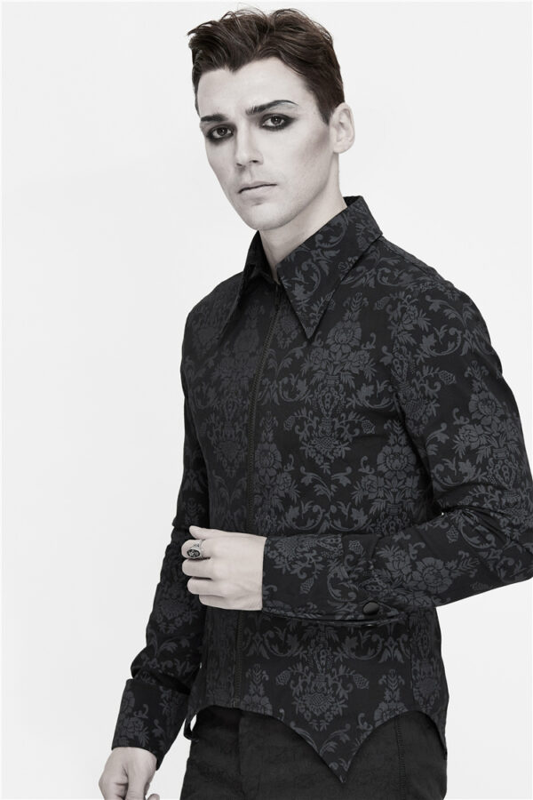 Men's Long Sleeve Stand Collar Zipper Embroidered Shirt - Image 2
