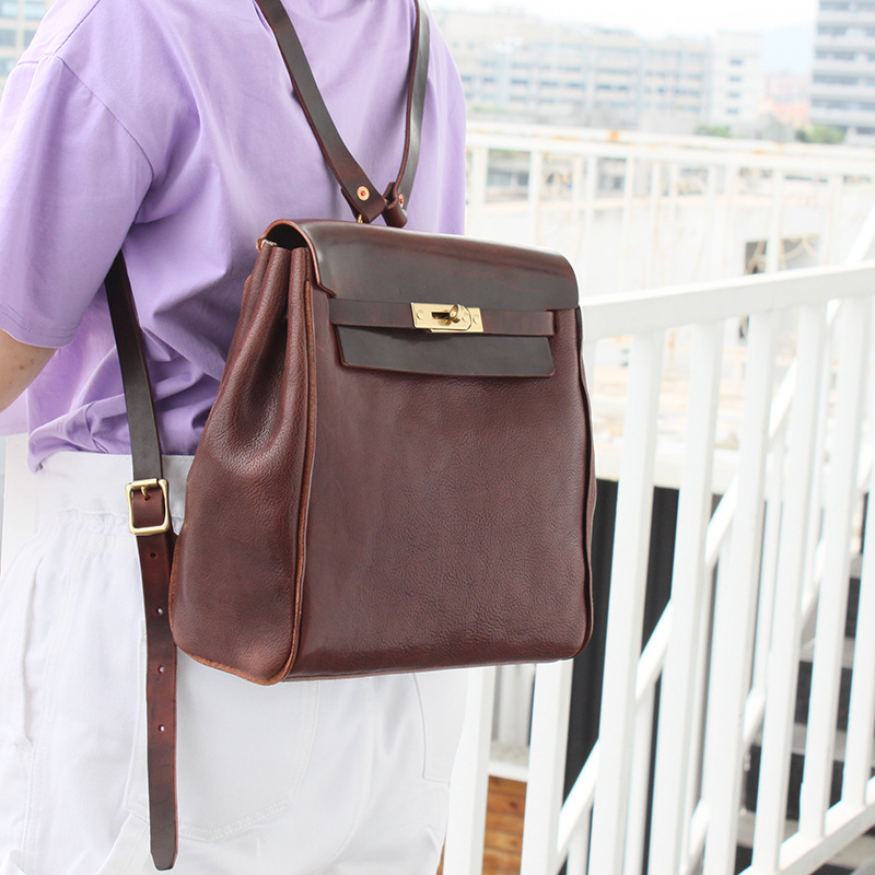 Top Layer Tree Cream Leather Double Shoulder Women’s Fashion Bag
