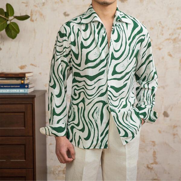 Linen Blended Breathable Draping Bow Tie Shirt - Image 2