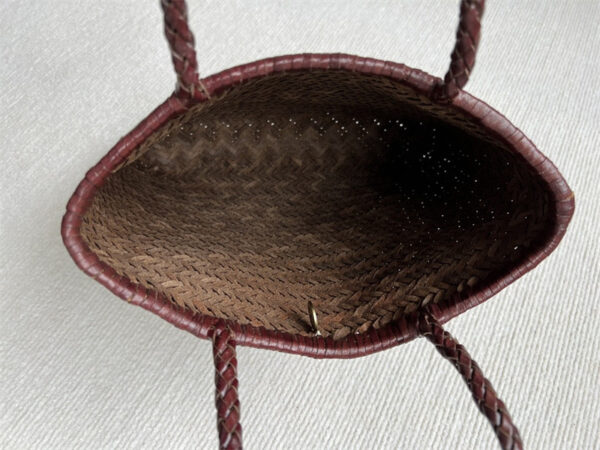 Woven Tote Vintage Top Layer Cowhide Handmade Shoulder Bag - Image 3