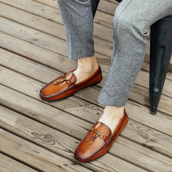 Handmade Shoes British Casual Slip-on Leather Toe Layer Cowhide - Image 4