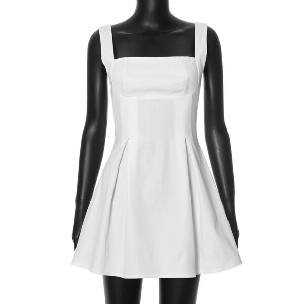 New Solid Color Sling Slim-fit Pleated Skirt High Waist Dress - Image 4