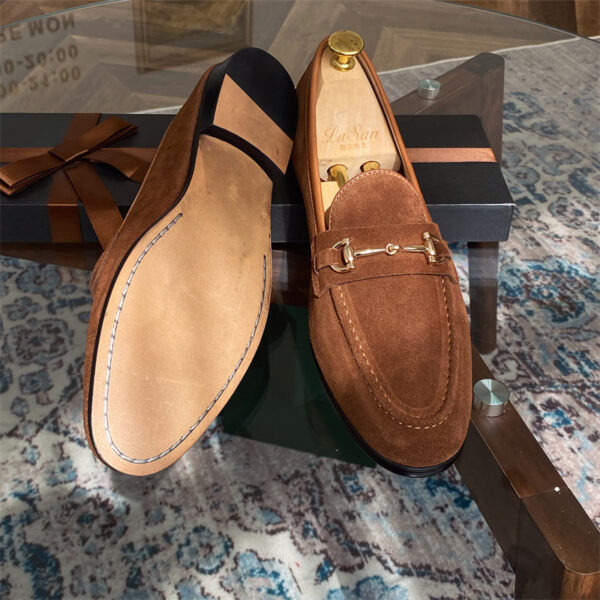 Soft Structure Suede Horsebit Slip On Shoes For Men - Image 6