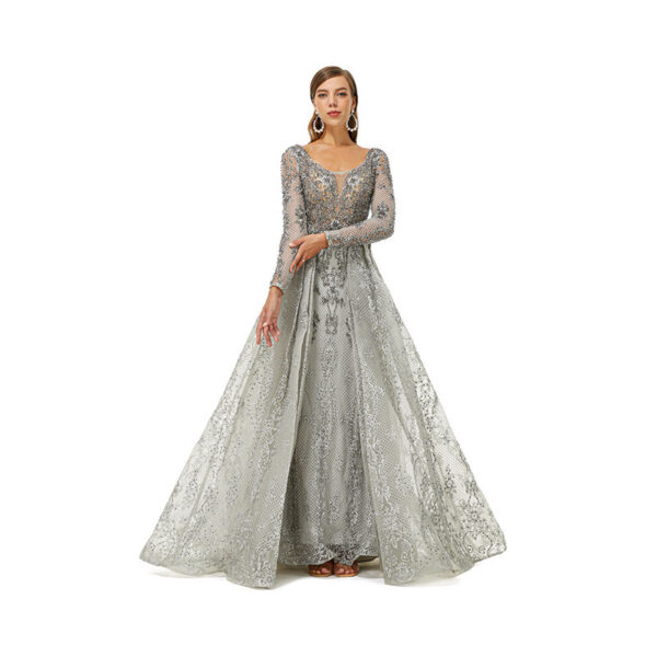 Niche Light Luxury Texture Lace Hollow Toast Evening Dress - Image 3