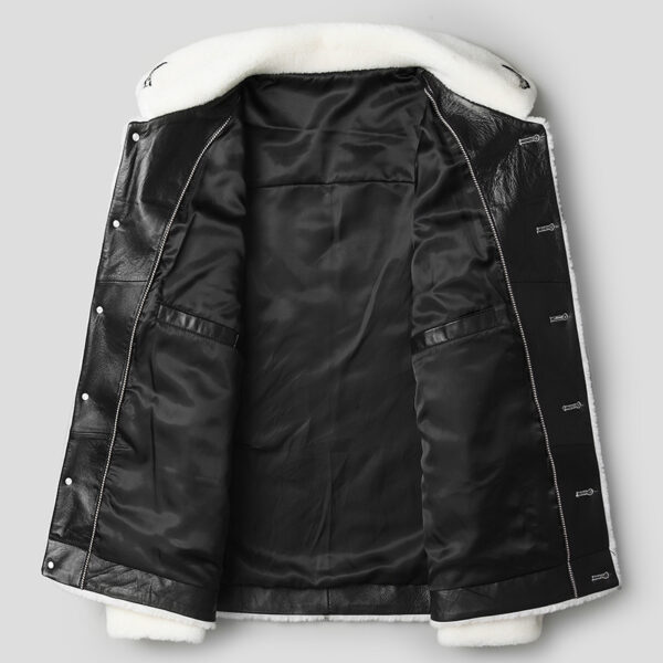 Fashionable White Grain Lamb Fur Jacket - Image 5