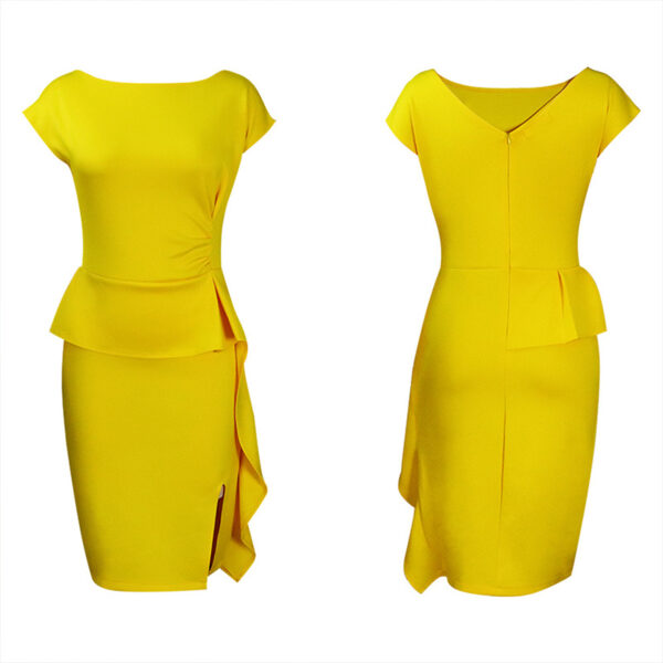 Women's Elegant Ruffle Sleeveless Bodycon Formal Party Cocktail Pencil Midi Dress - Image 5