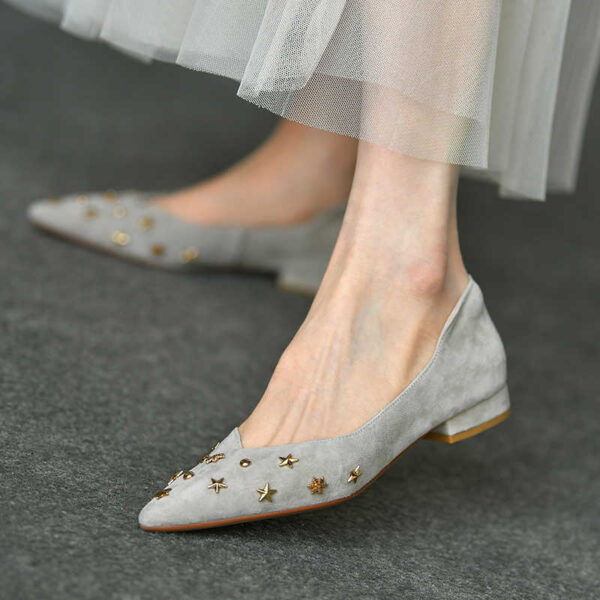Frosted Low-cut Pointed-toe Shoes All-match Flat Low Heel Slip-on Pumps - Image 5