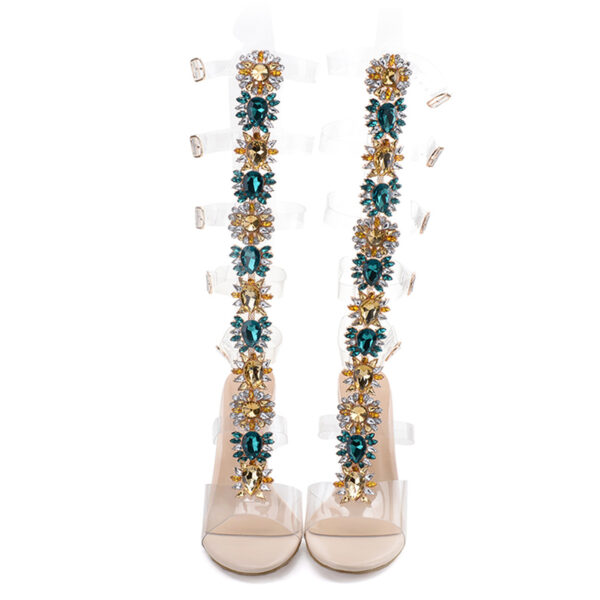 Trendy Large Rhinestone Transparent High-heeled Boots - Image 3