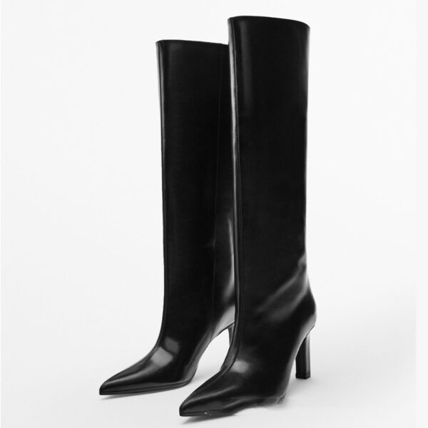 Leather High Heel Casual And Comfortable Pointed Toe Knight Boots - Image 2
