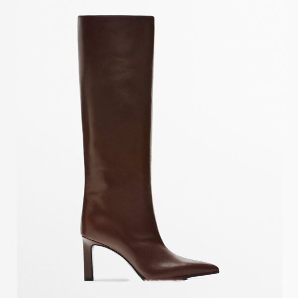 Leather High Heel Casual And Comfortable Pointed Toe Knight Boots - Image 9