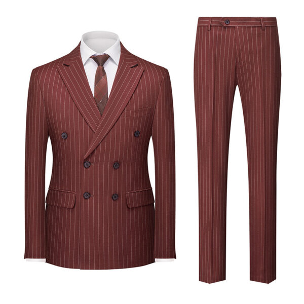 Men's Striped Suit Double-row Two-button Trousers Suit - Image 2