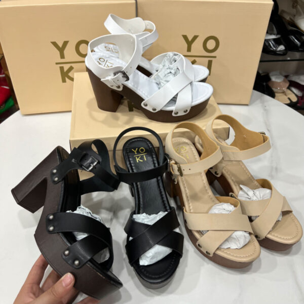 Women's Buckle Chunky Heel Open Toe Sandals - Image 5