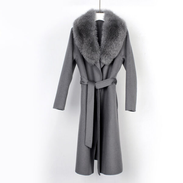 Autumn And Winter New Wool Overcoat Double-faced Woolen Goods Long Belt Slim Fit - Image 5