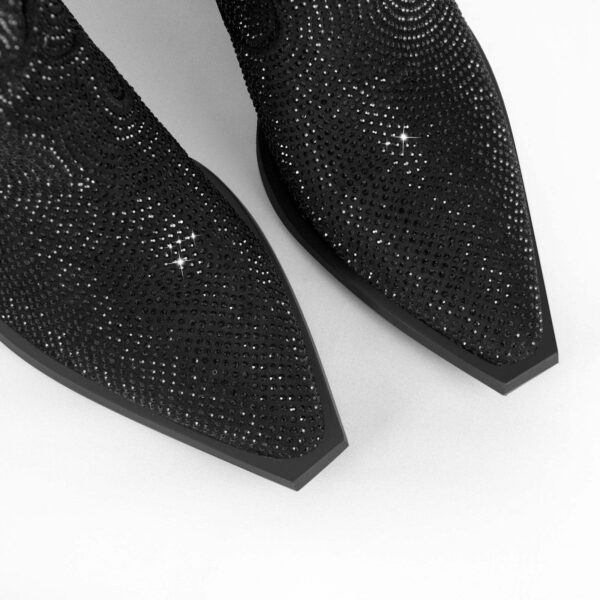 Green Pointed Baby's Breath Rhinestone Chunky Heel Sleeve - Image 7