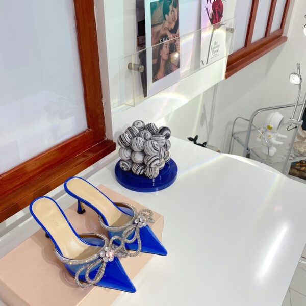 Bow-knot Rhinestone Pointed-toe Stiletto Sandals - Image 8