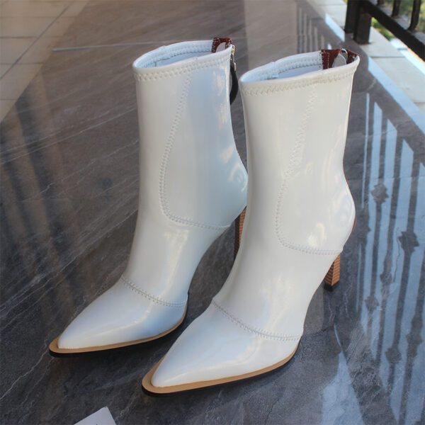 Patent leather short boots women's pointed toe stiletto - Image 10