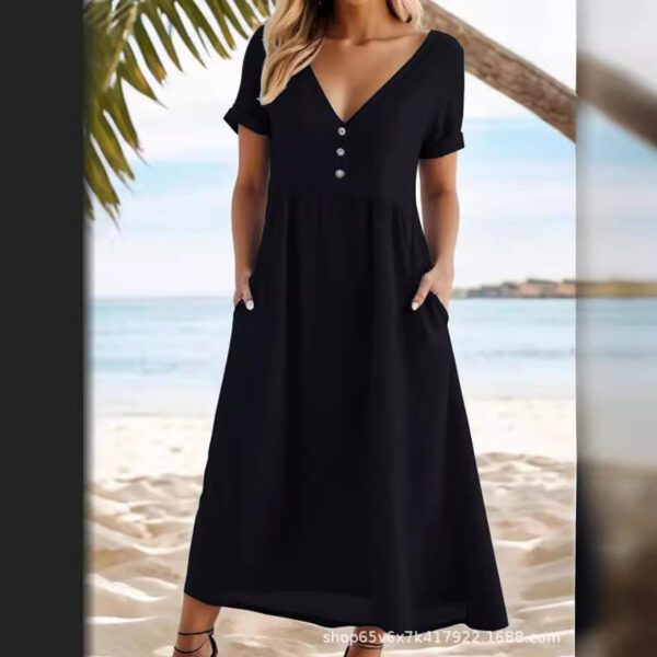 Solid Color Temperament Commute Dress - Image 3