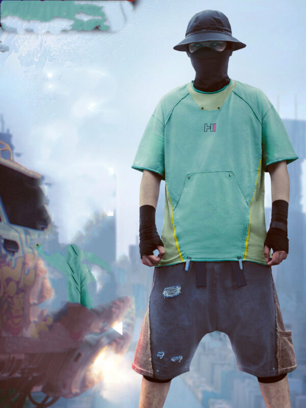 Cyberpunk Functional Street Shoulder Drop Short Sleeve - Image 4