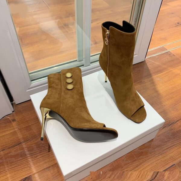 New Fish Mouth Metal Round Buckle Ankle Boots Super Stiletto Women's Shoes - Image 2