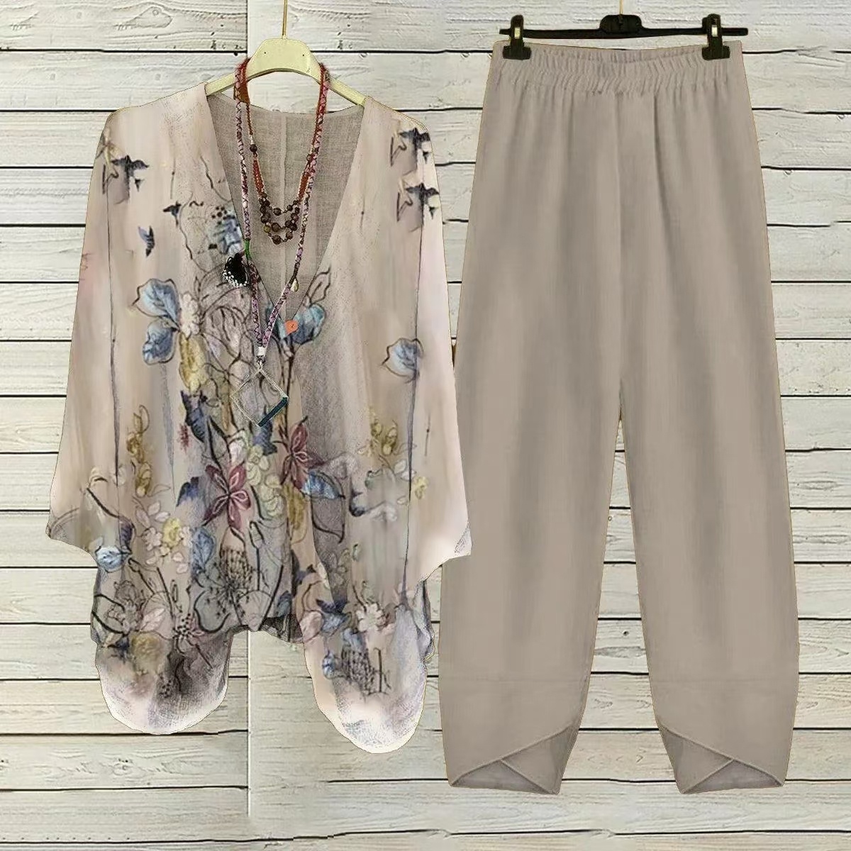 Women’s Clothing Digital Printed Round Neck Fashion Sports And Leisure Suit Two-piece Set