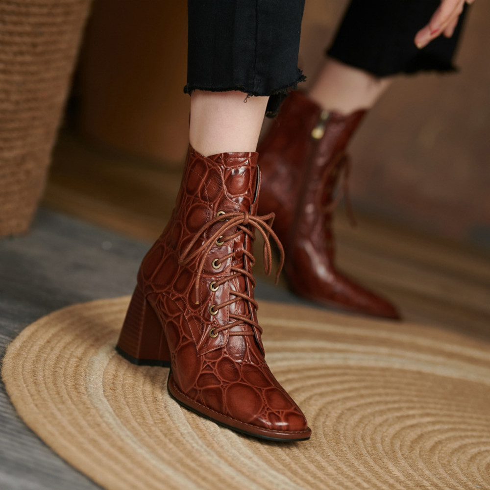 Women’s Thick Heel Martin Boots Lace Up High Heels