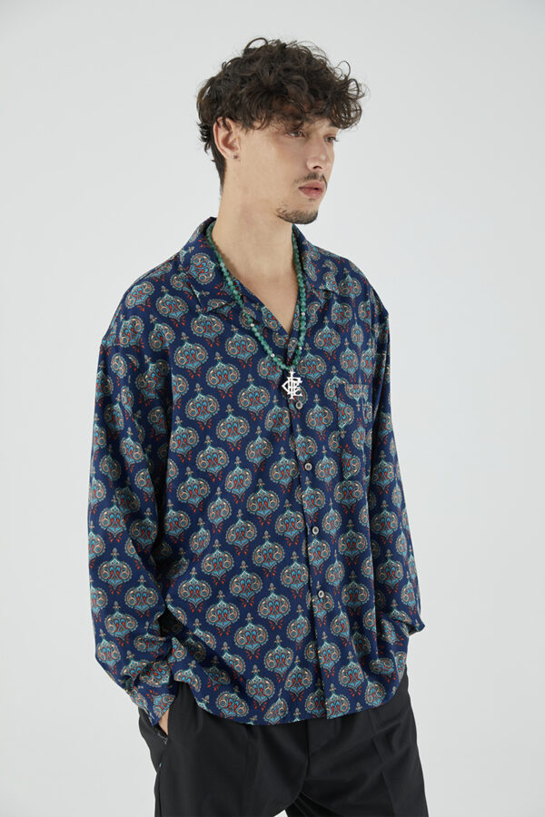 Retro Morphed Cashew Flower Men's Cuban Collar