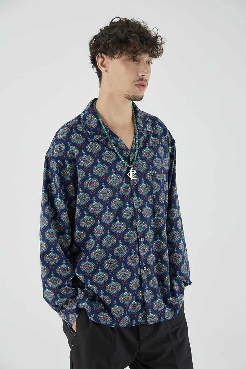 Retro Morphed Cashew Flower Men’s Cuban Collar