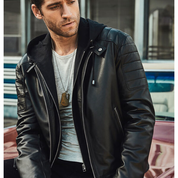 Leather Coat Trend Plus Cotton Hooded - Image 9