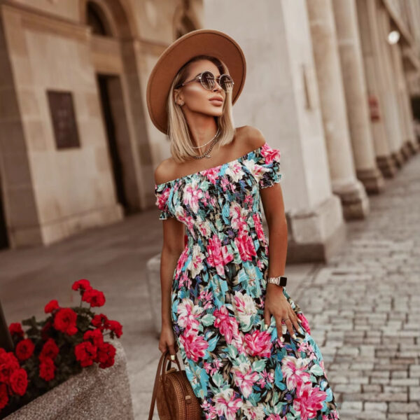 Summer New European And American Women's  Off-shoulder Tube Top Cinched Waist Short Sleeve Dress - Image 2