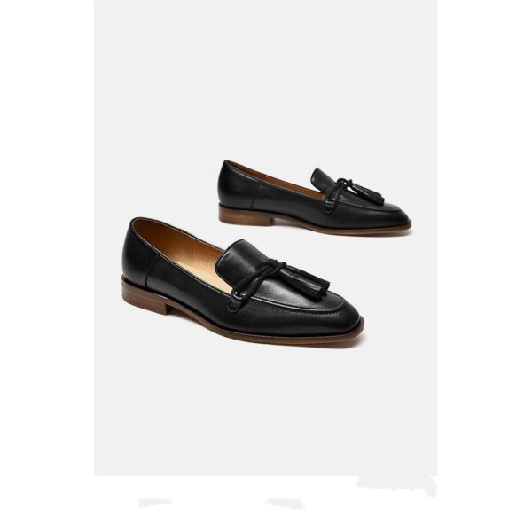 Leather Shallow Flat-bottomed British Heel Shoes - Image 8