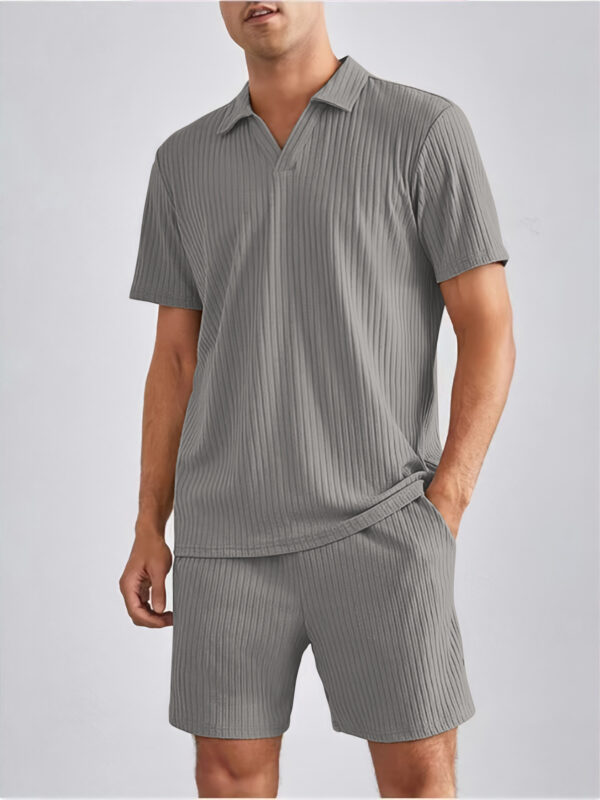 Fashion Casual Polo Short Sleeve Shirt Shorts Two-piece Set Men's Suit - Image 2