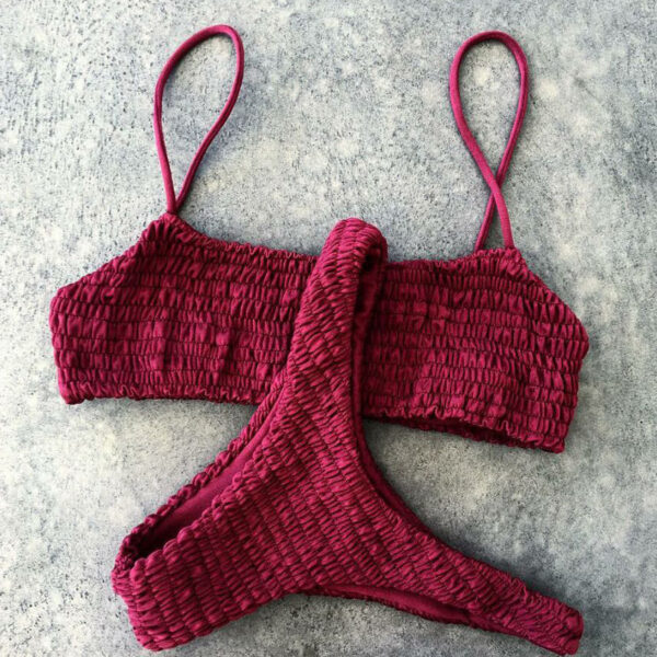 Swimsuit Pleated Triangle Bikini European And American Swimwear Women - Image 7