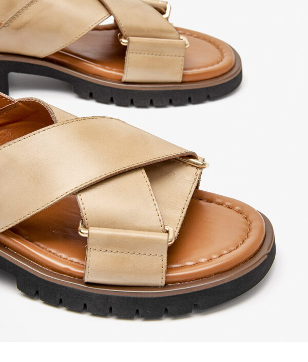 Women's Chunky Heel Retro Cross Strap Sandals - Image 8