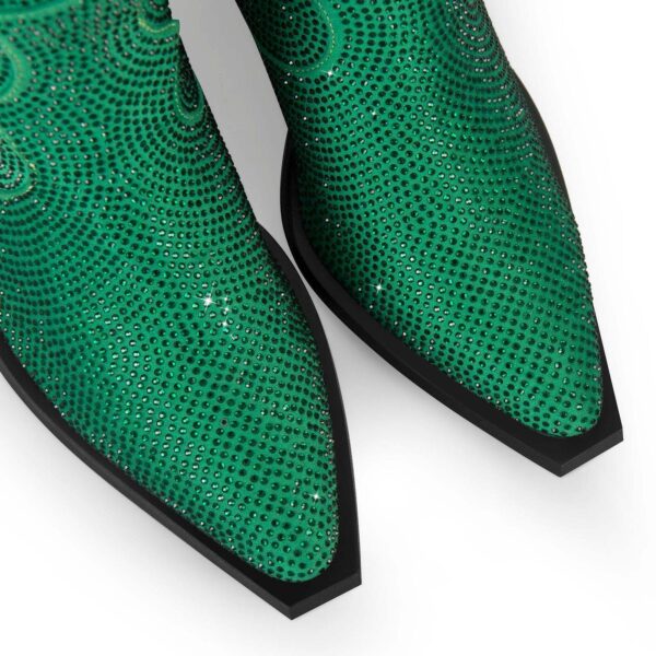 Green Pointed Baby's Breath Rhinestone Chunky Heel Sleeve - Image 5