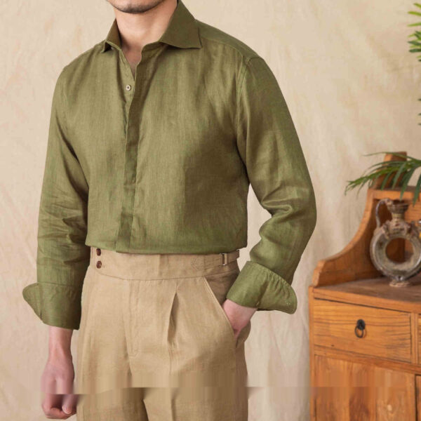 Linen All-matching Solid Color Long Sleeve Shirt - Image 2