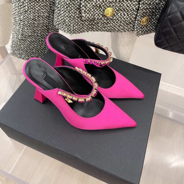 Silk Rhinestone Pointed Slippers Female - Image 3