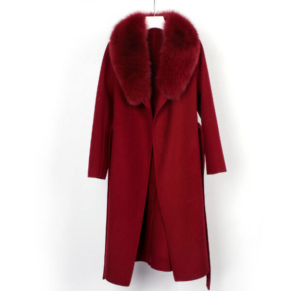 Autumn And Winter New Wool Overcoat Double-faced Woolen Goods Long Belt Slim Fit - Image 9