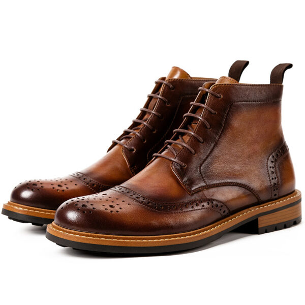 Casual Men's Top Layer Cowhide Round Toe Martin Boots - Image 3