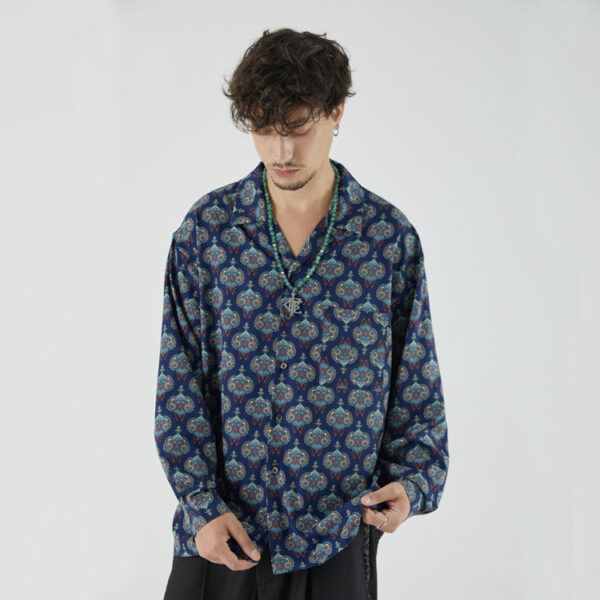 Retro Morphed Cashew Flower Men's Cuban Collar - Image 3