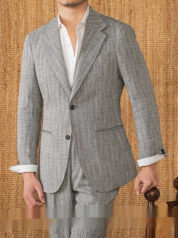 Thin Cotton And Linen Gentry With Half Lining Italian Casual Suit - Image 2