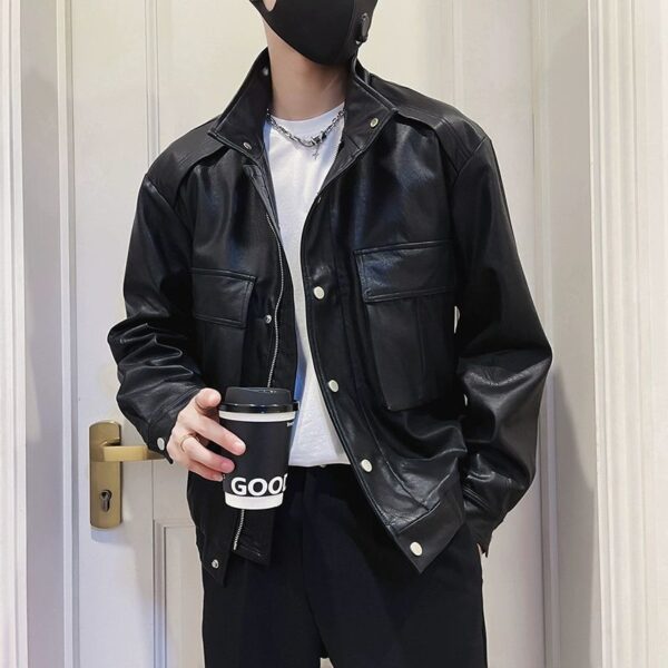 Spring And Autumn Pilot Leather Jacket Men - Image 3
